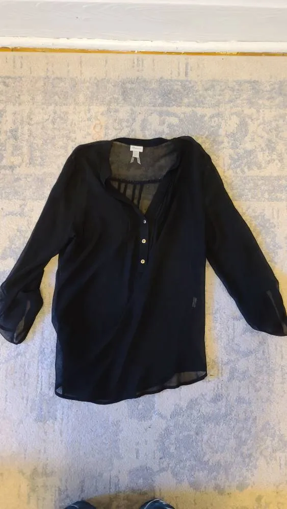 Sheer Black Blouse- M photo 1