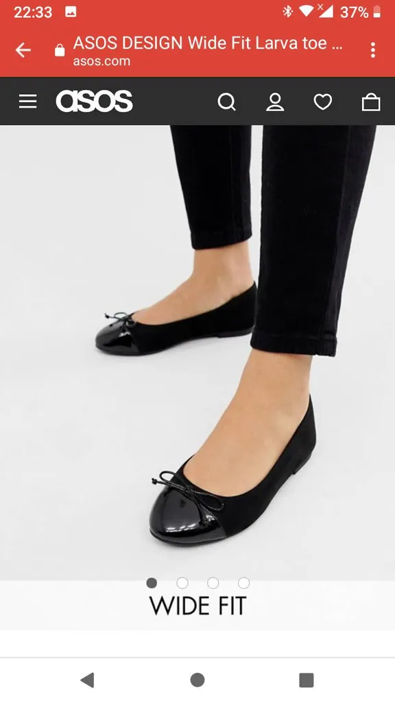 ASOS Wide Fit Larva Toe Cap Ballet Flats photo 1