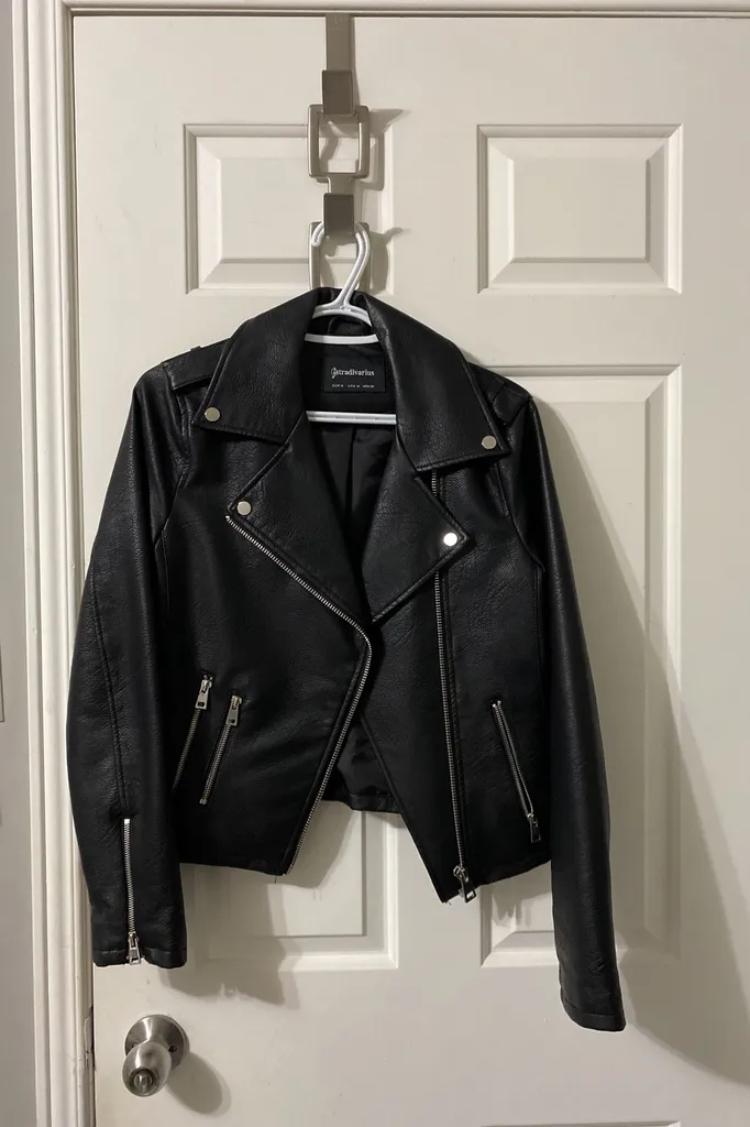 Faux leather biker jacket photo 1