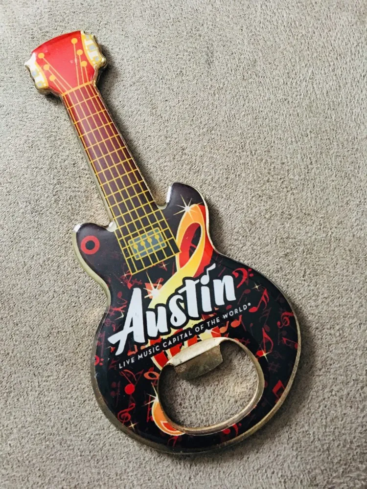 Guitar Shaped Beer Bottle Opener - Magnetic photo 1