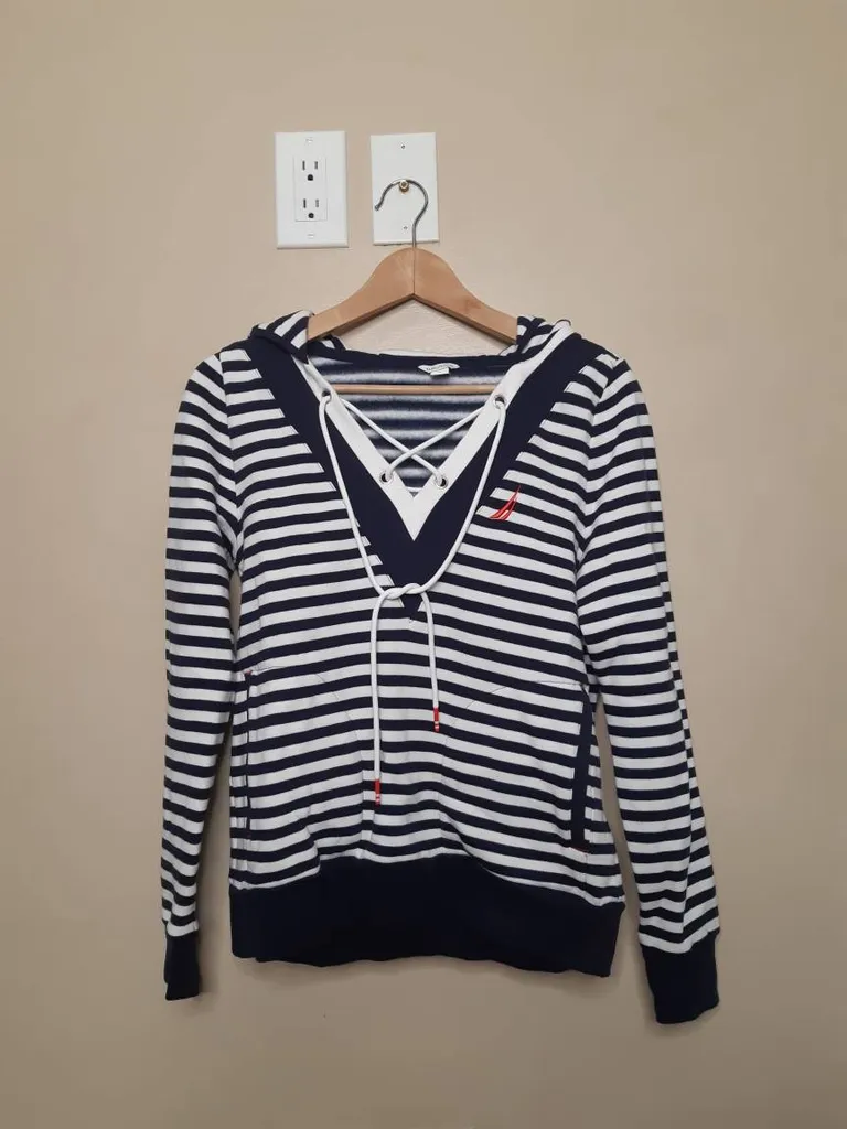Navy Striped Hoodie photo 1