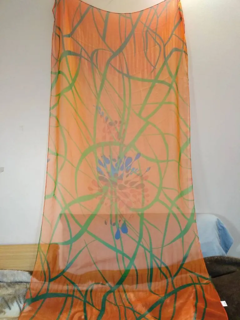 Chinese Sheer Silk-like Polyester Scarf photo 1