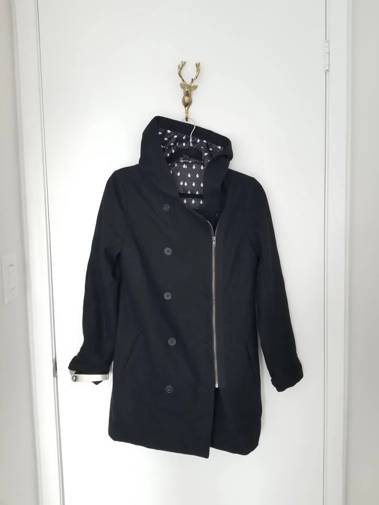 Black Volcom Pea Coat Size Sm photo 1