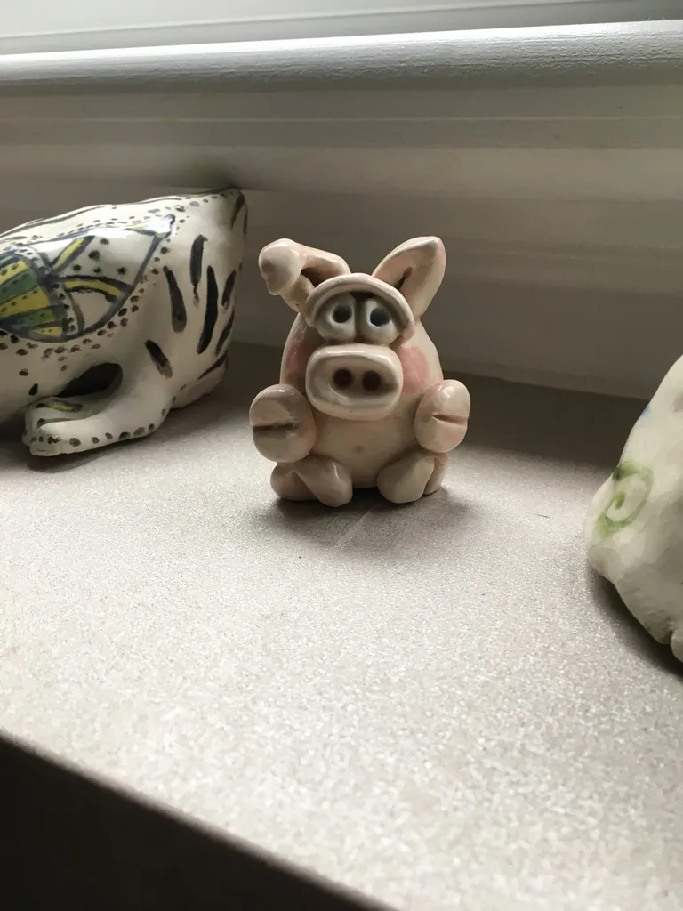 Adorable Handmade Glazed Piggy Figurine photo 1