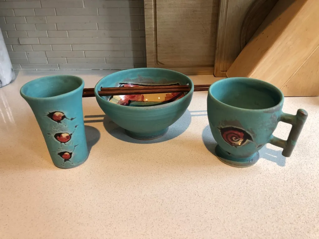 3 pieces of handmade pottery Jose Drouin photo 1