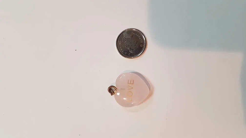 LOVE Pink Quartz Necklace Charm - Charme LOVE Quartz Rose Pou... photo 1