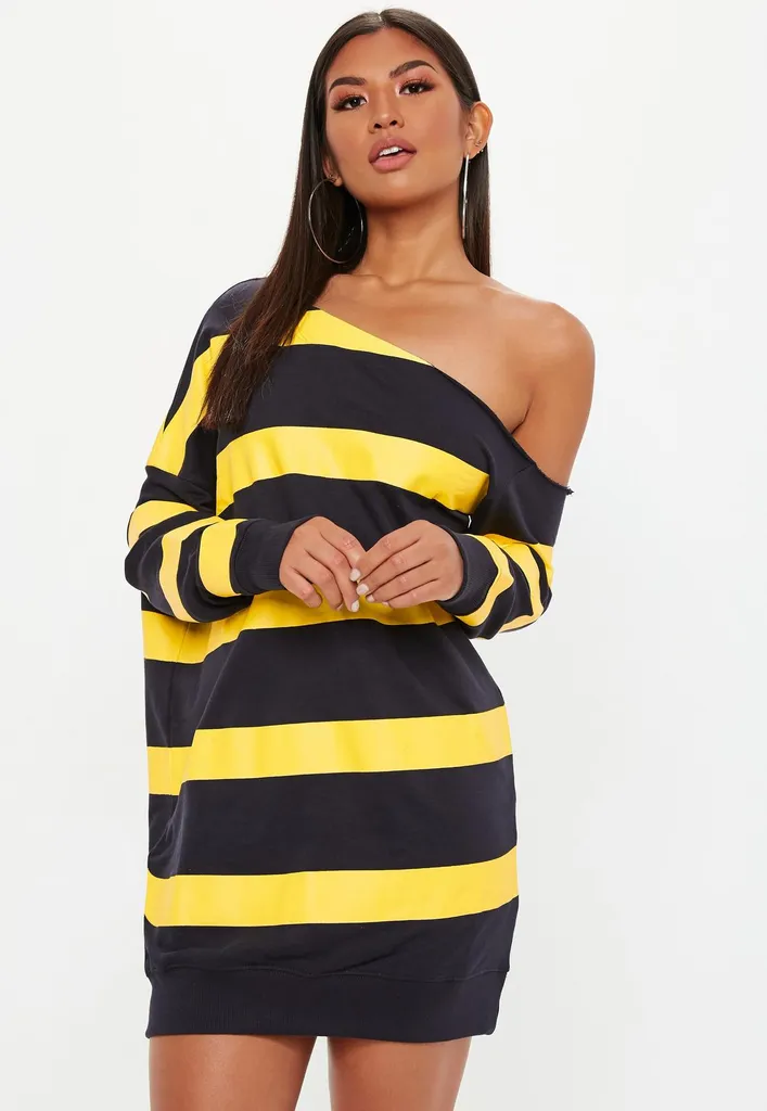 yellow stripe oversized sweater shirt photo 1