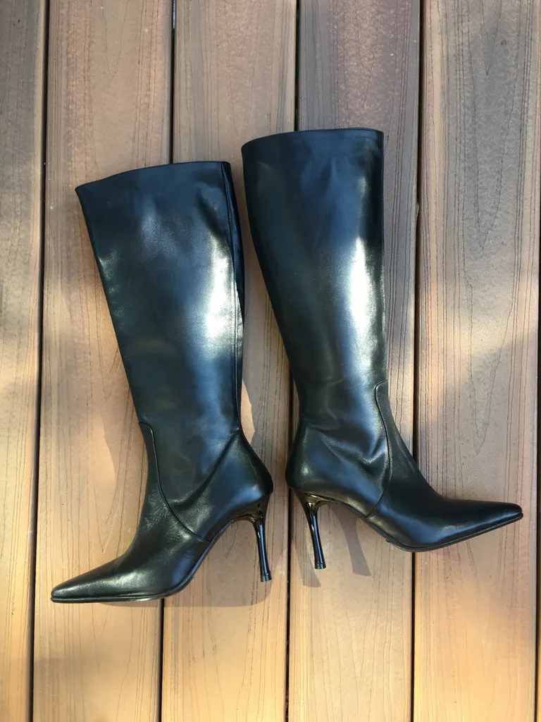 Bottes haute noire en cuir italien grandeur 6 black Italian l... photo 1