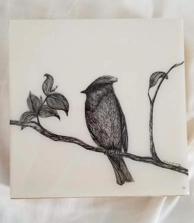 Bird artwork 6x6 In by Anna Whitmore 🐦 lacquered onto wood f... photo 1