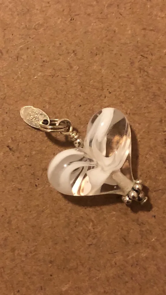 Hand Blown Glass/925 Silver Heart Pendant photo 1