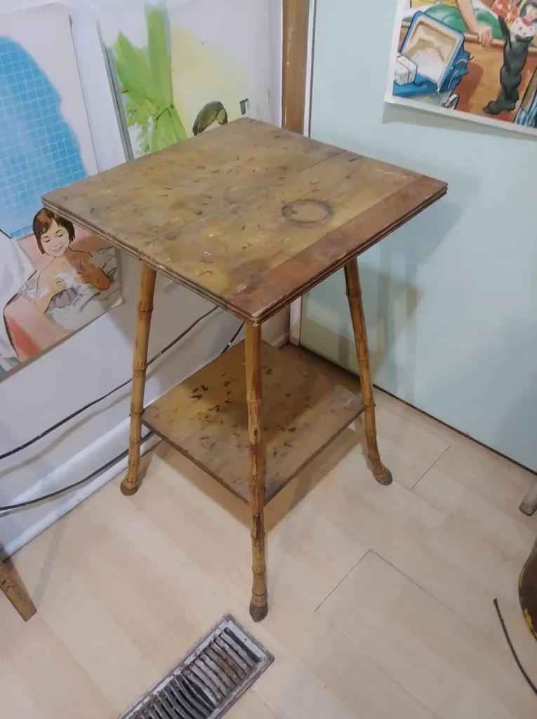Bamboo Side Table- Vintage- Rustic   -annex Neighbourhood Trade photo 1