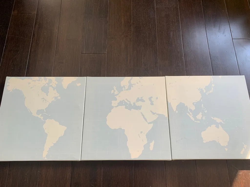 Set Of 3 Canvas Prints - World Map photo 1