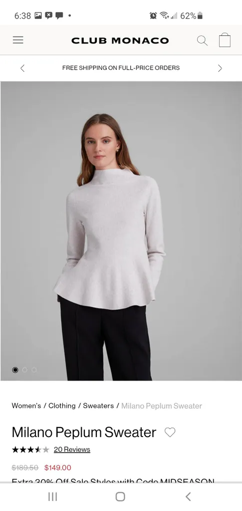 Bnwt Club Monaco Peplum Sweater M photo 1