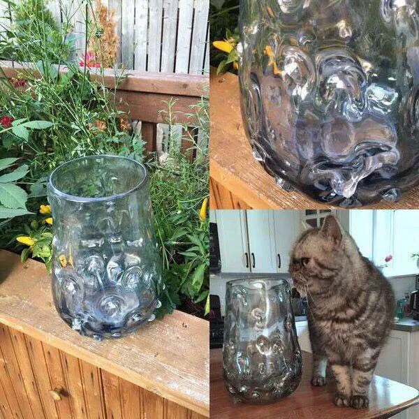 Large Handmade Blown Blue Vase photo 1