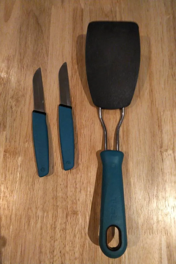Used T-fal Brand Paring Knives And Spatula photo 1