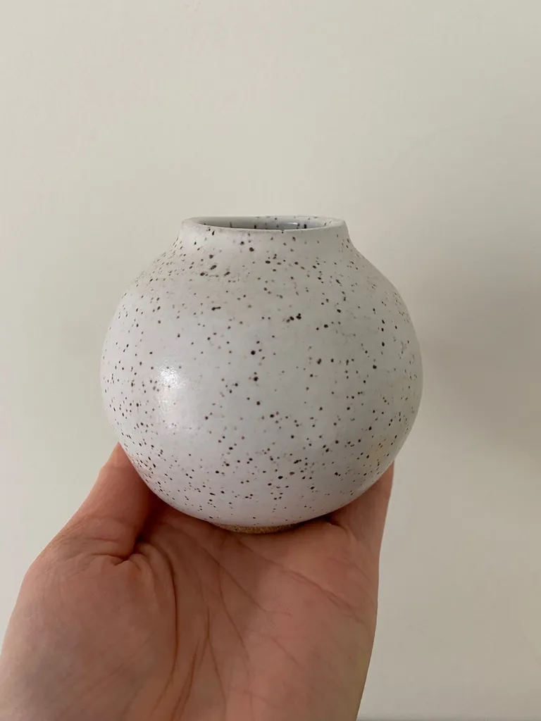 Small Round Stoneware Vase Handmade By Me photo 1