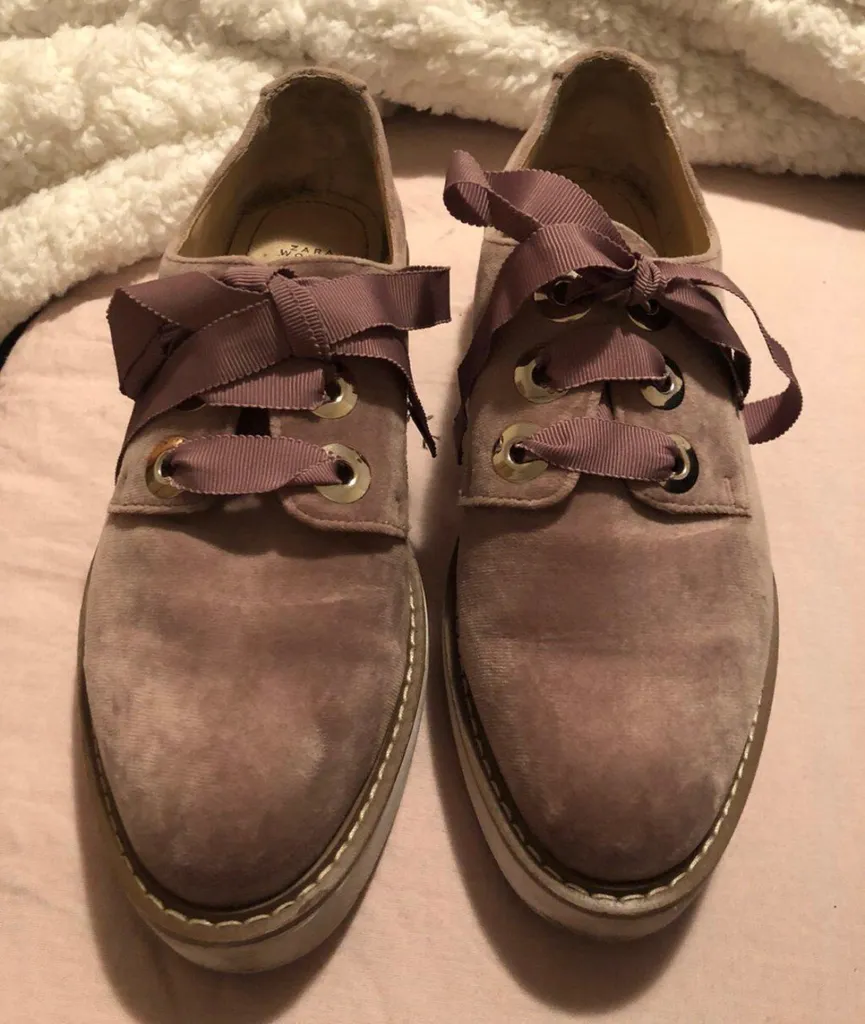 zara velvet shoes with ribbon laces photo 1