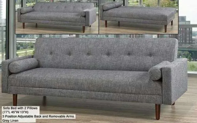 Charcoal Linen Sofa Bed/Futon photo 1