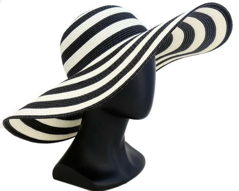 Blue and White Strawhat Sun Hat Beach Hat photo 1