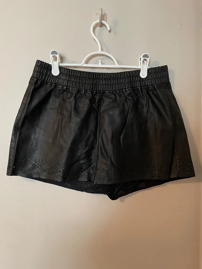 Laser-cut Vegan Leather Shorts photo 1