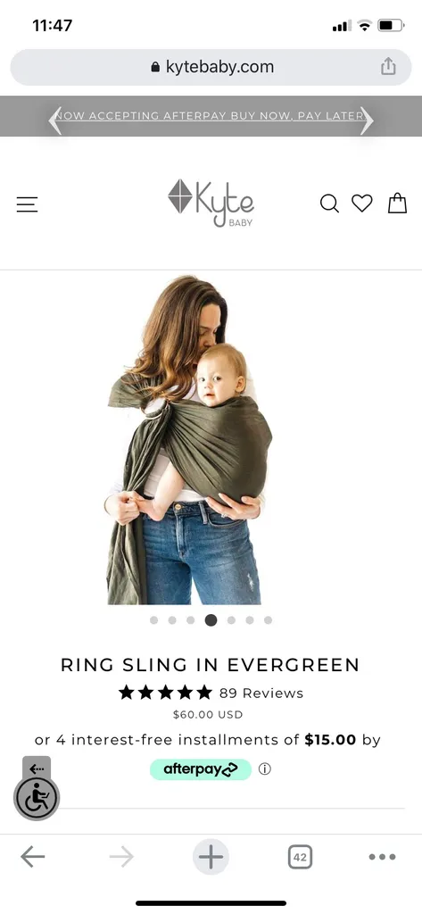 EUC Kyte Baby Linen Ring Sling In Evergreen photo 1