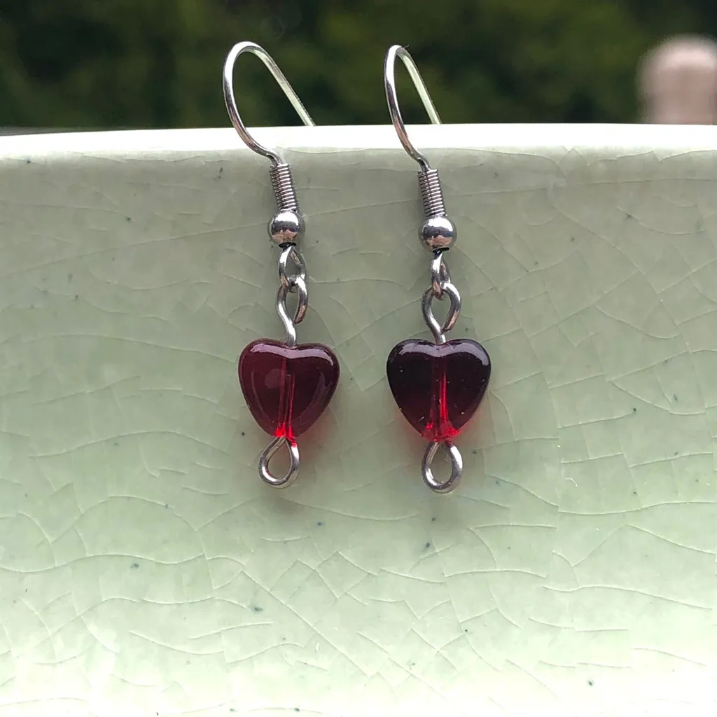 Mini Red Heart Earrings❤️ photo 1