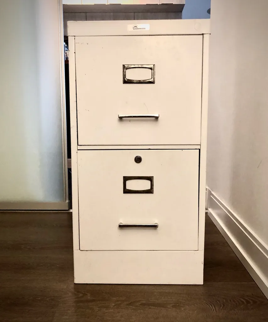 Two Drawer White Filing Cabinet photo 1