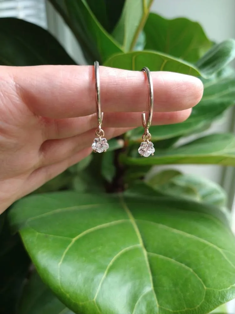 Dainty Hoops With Dangly Crystal Earrings photo 1