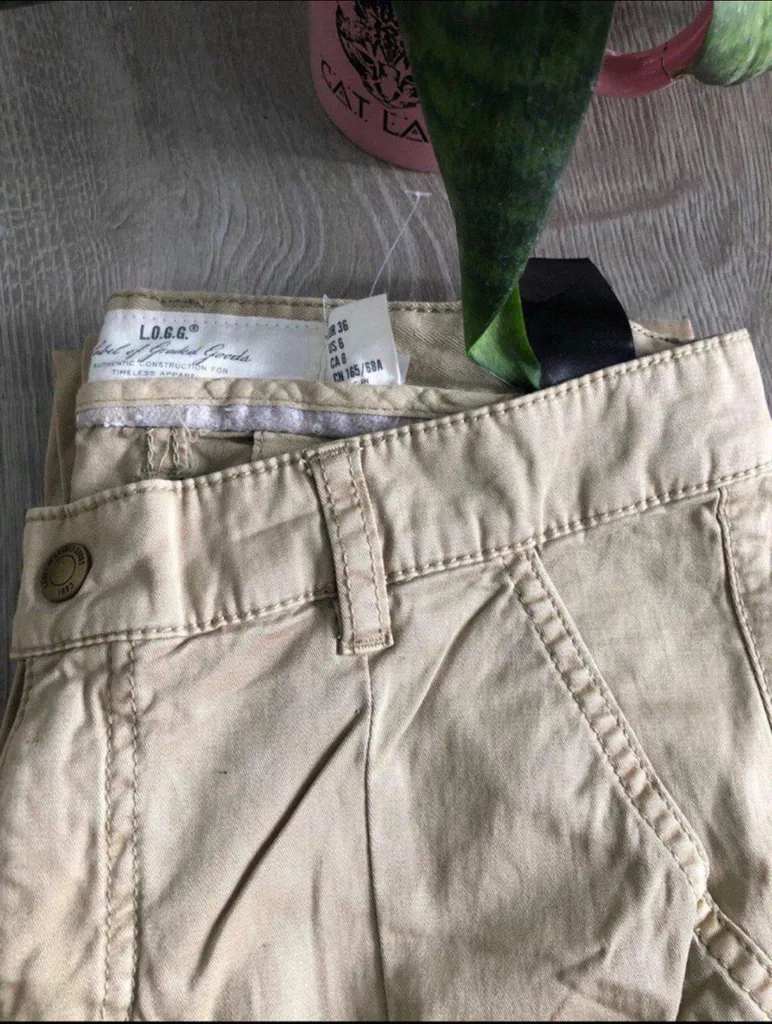 H&M LOGG Skinny Pants Beige  Zipper Ankle photo 1