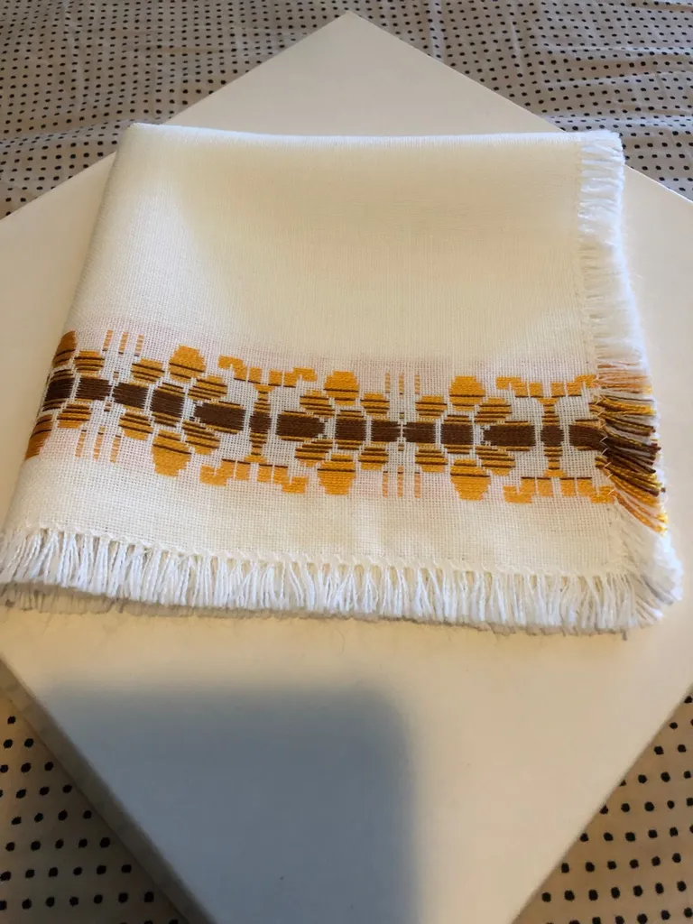 Vintage Table Linens x2, Brown & Yellow photo 1