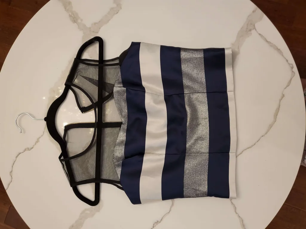 BNWT stripe top - blue white stripes photo 1