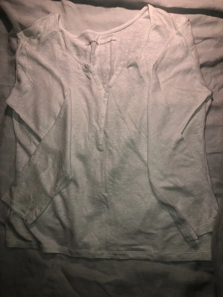 Comptoir de Cotonniers White Linen Jersey 3/4 Sleeve Top photo 1