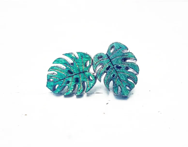 Monstera stud earrings photo 1