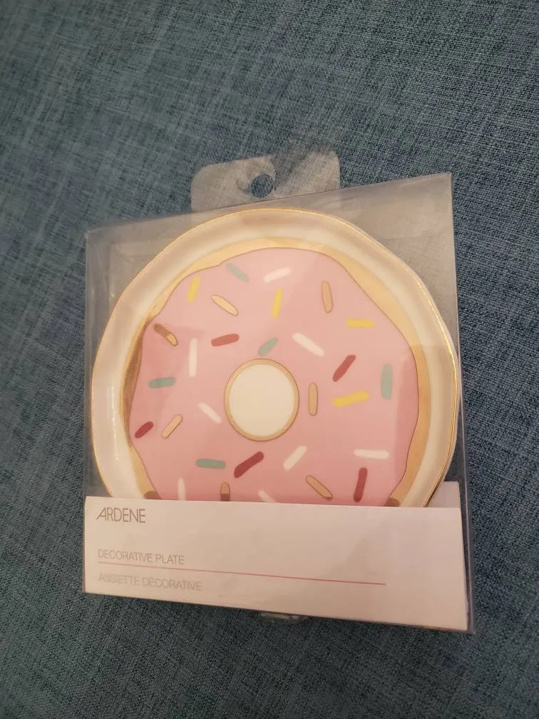 Decorative Gold Pink Donut Jewelry Or Keys Desk Table Plate photo 1