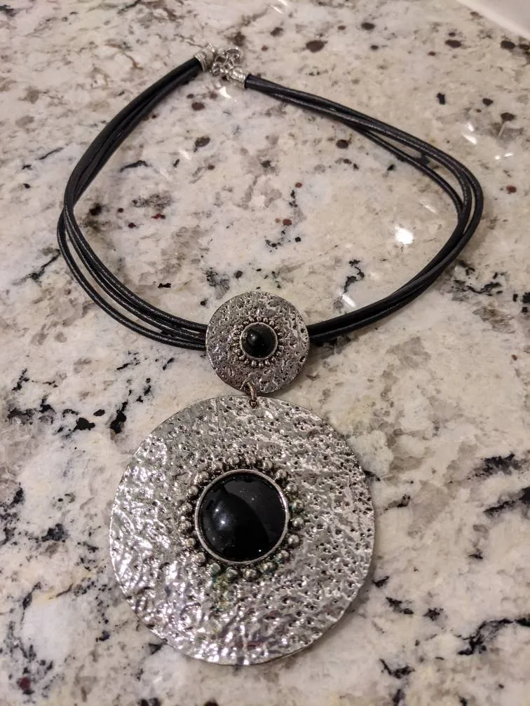 Large Like New Silver Statement Necklace photo 1