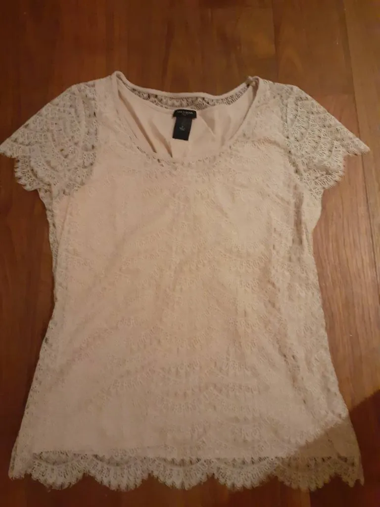 Ann Taylor Beige Lace Top photo 1