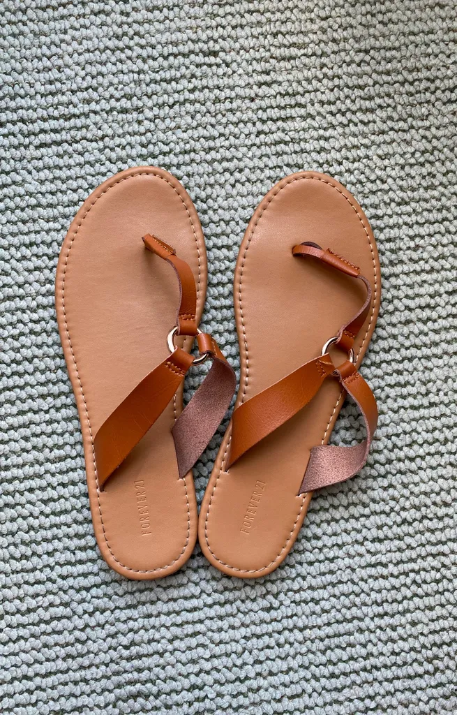 Tan Flip Flops - Forever21 - Size 8 photo 1