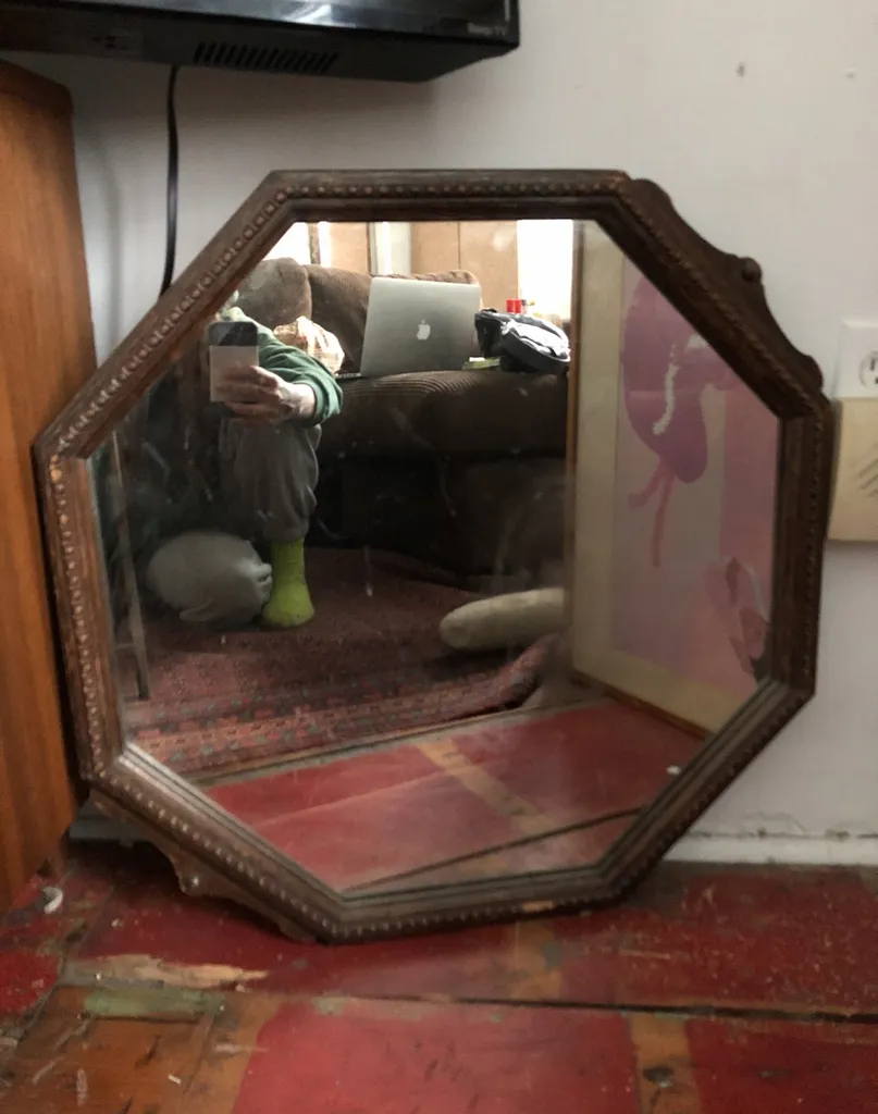 Gorgeous Antique Heavy Mirror photo 1