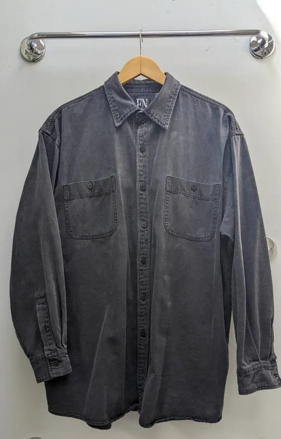 Large Black Denim Button Down photo 1