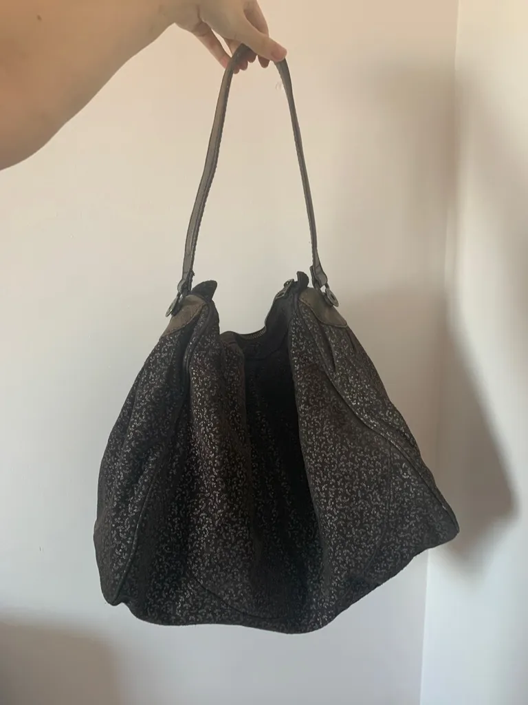 Gap Brown with Silver Leaf Print Purse photo 1