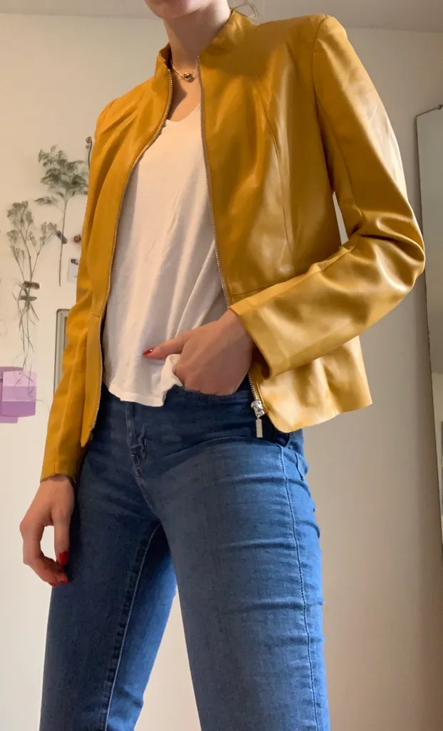 Mustard Yellow Leather Jacket photo 1