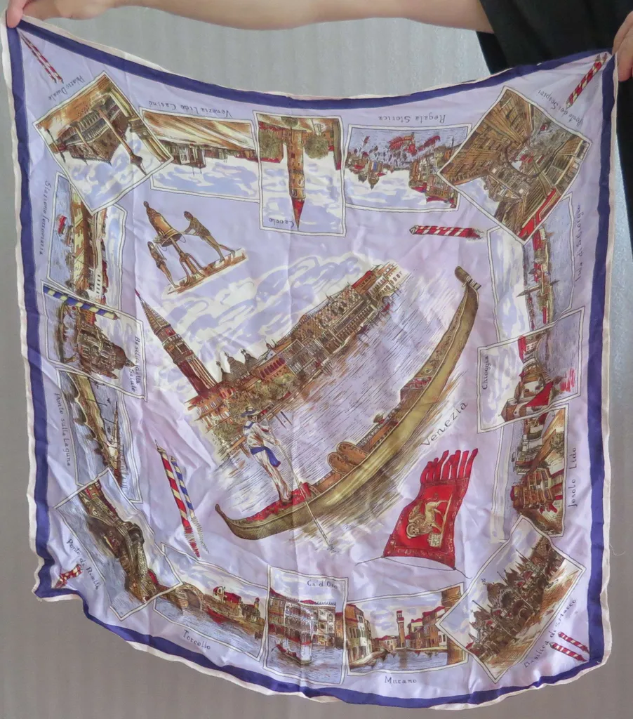 VINTAGE 1960s scarf VENICE theme photo 1