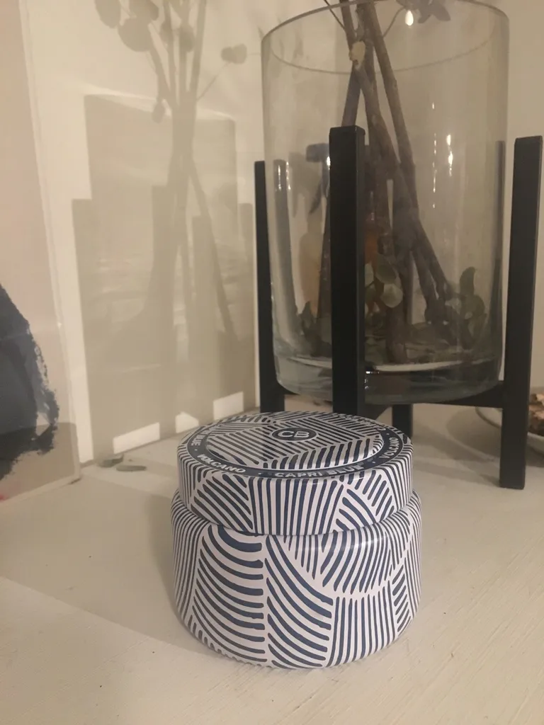 Blue And White Metal Tin photo 1