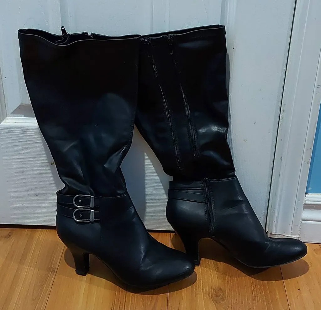 Faux Leather Boots - Size 7 photo 1