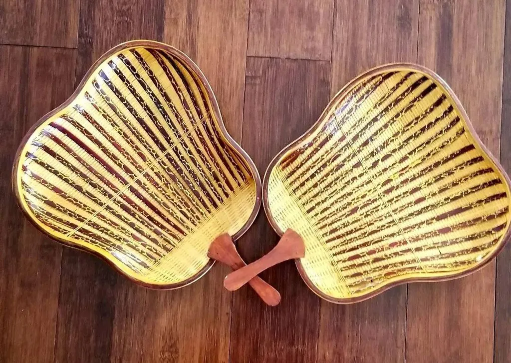 Set Of Vintage Bamboo Wall Fans photo 1