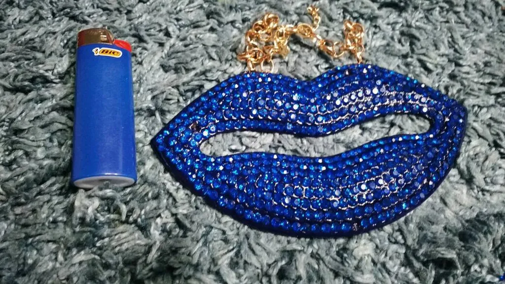 Blue Rhinestone Bling Necklace photo 1