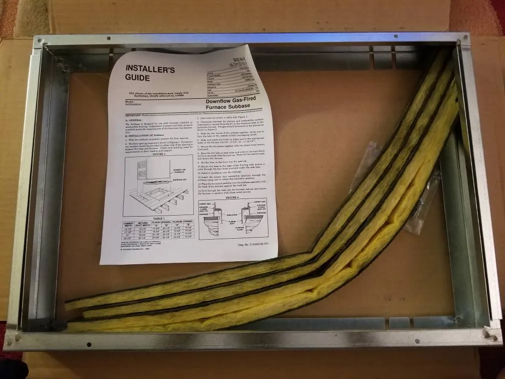 Downflow Gas-Fired Furnace Subbase (NEw in Box) photo 1