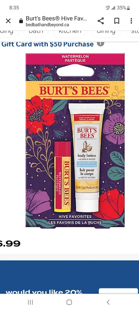 BURT'S BEES Watermelon Lip Balm And Body Lotion photo 1