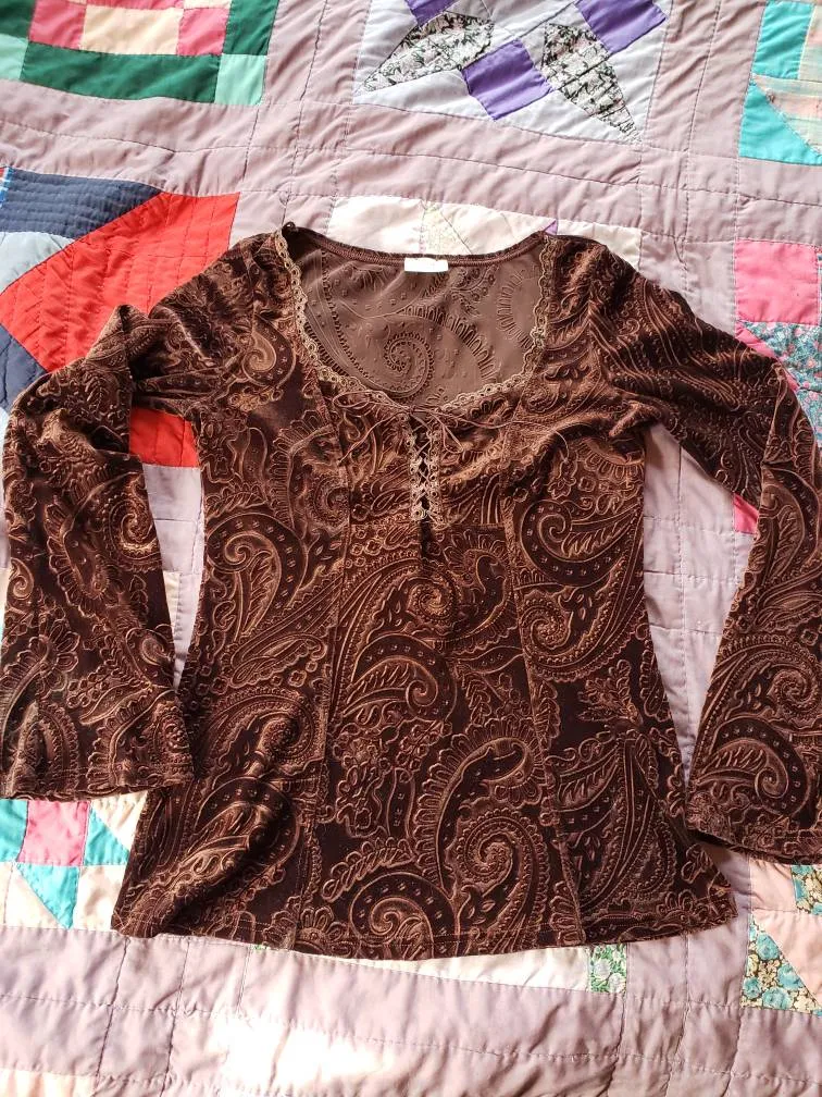 90's Paisley Velour Shirt photo 1