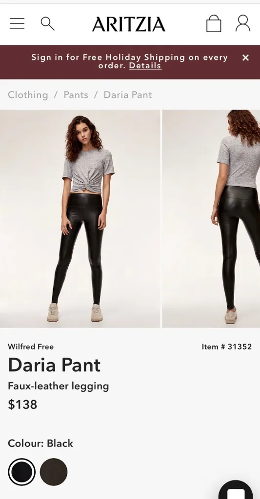 aritzia wilfred daria leather leggings photo 1